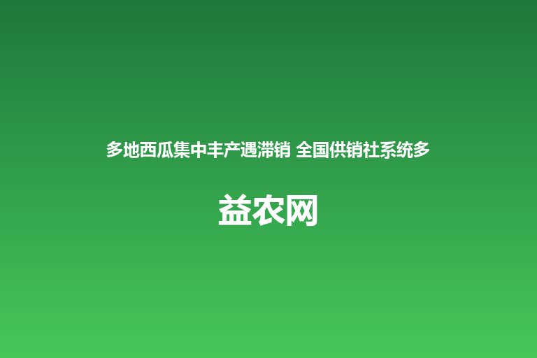 多地西瓜集中丰产遇滞销 全国供销社系统多元助农拓销路