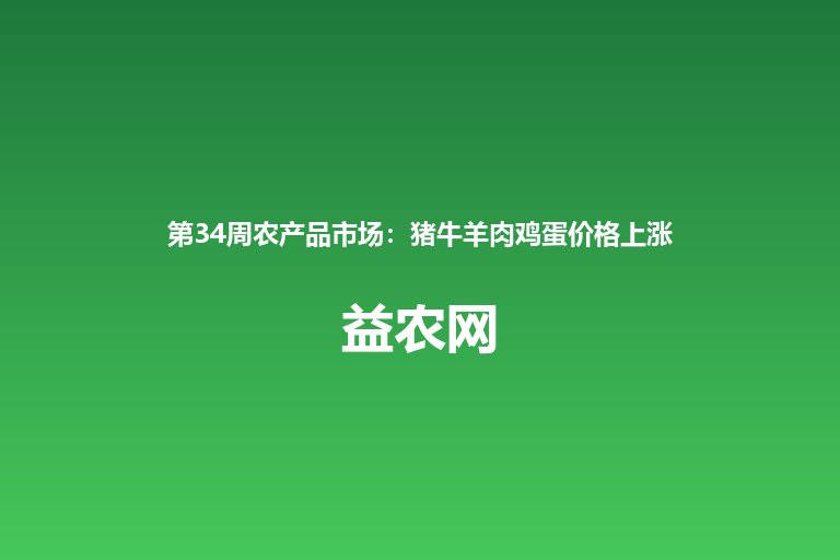 第34周农产品市场：猪牛羊肉鸡蛋价格上涨 鸡蛋同比高近四成