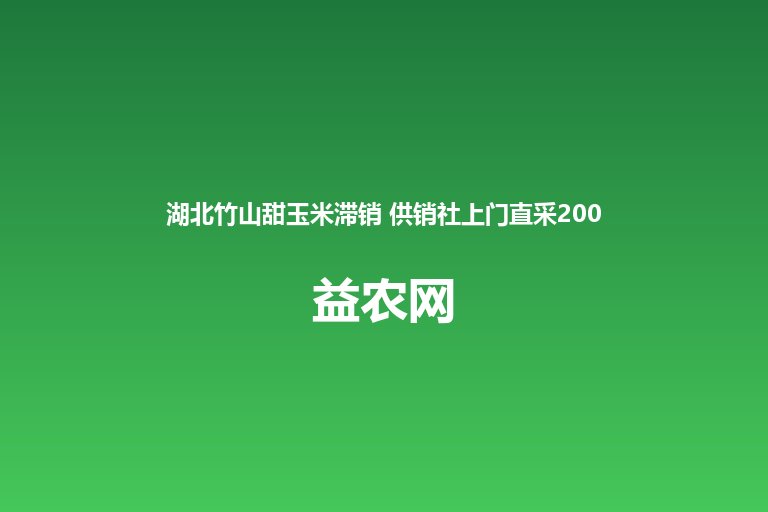 湖北竹山甜玉米滞销 供销社上门直采2000余斤解民忧