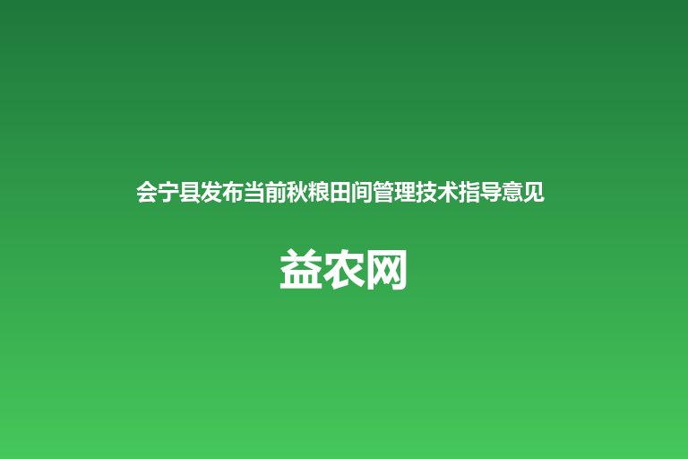 会宁县发布当前秋粮田间管理技术指导意见 玉米重点盯防红蜘蛛蚜