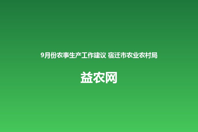 9月份农事生产工作建议 宿迁市农业农村局发布 水稻玉米大豆田